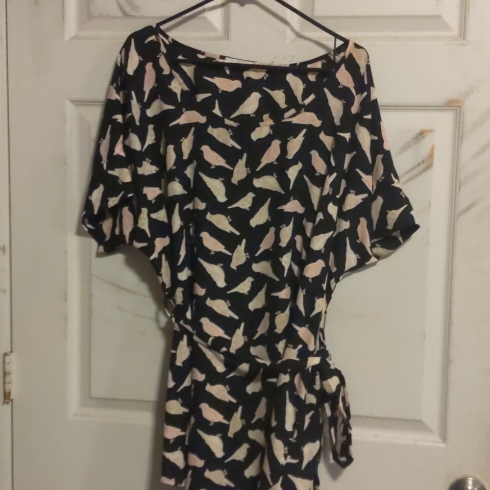 Flowy Bird Print Tunic Shirt